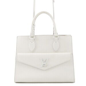 Louis Vuitton Grained Calf Leather Lock Me Tote Shoulder Bag White